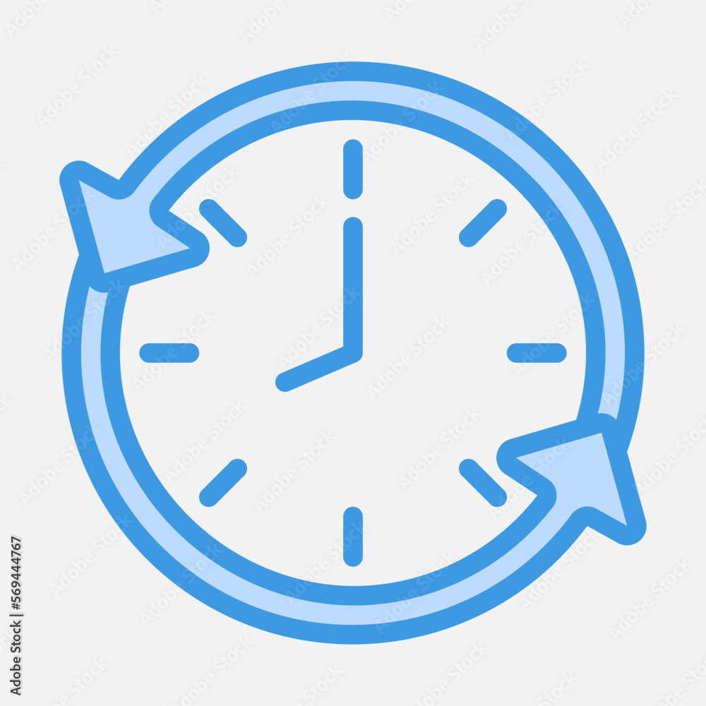 Time management icon in blue style, use for website mobile app presentation Time management icon in blue style, use for website mobile app presentation