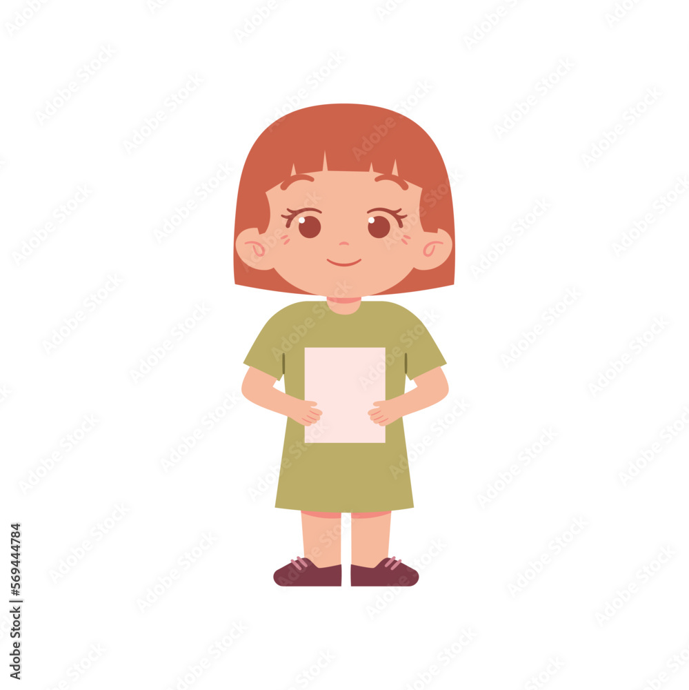 Little girl character. Elementary School Kids Wearing Uniform Illustration