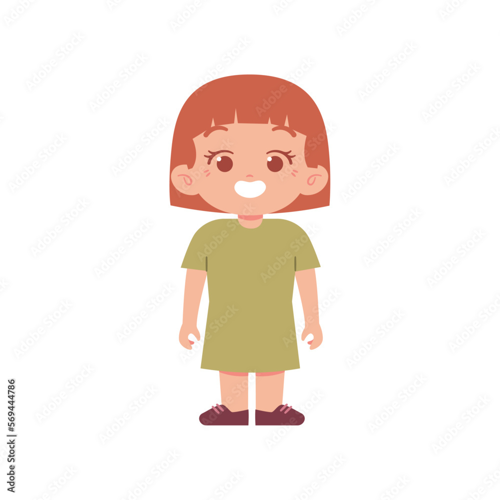 Little girl character. Elementary School Kids Wearing Uniform Illustration
