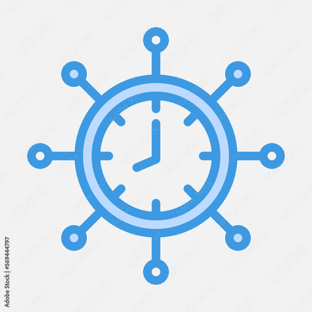 Network time icon in blue style, use for website mobile app presentation Network time icon in blue style, use for website mobile app presentation