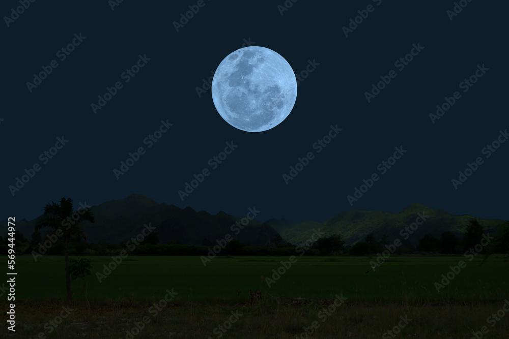 Full moon on sky with mountains silhouette in the night. Full moon on sky with mountains silhouette in the night.
