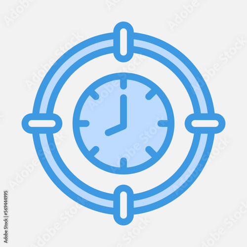 Target time icon in blue style, use for website mobile app presentation