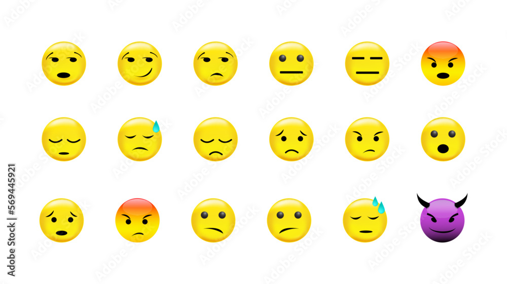 Set of smile, laugh, shy, friendly emoticon symbol icon in flat style design for chat - vector illustration Set of smile, laugh, shy, friendly emoticon symbol icon in flat style design for chat - vector illustration