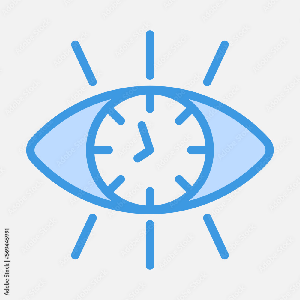 Vision time icon in blue style, use for website mobile app presentation
