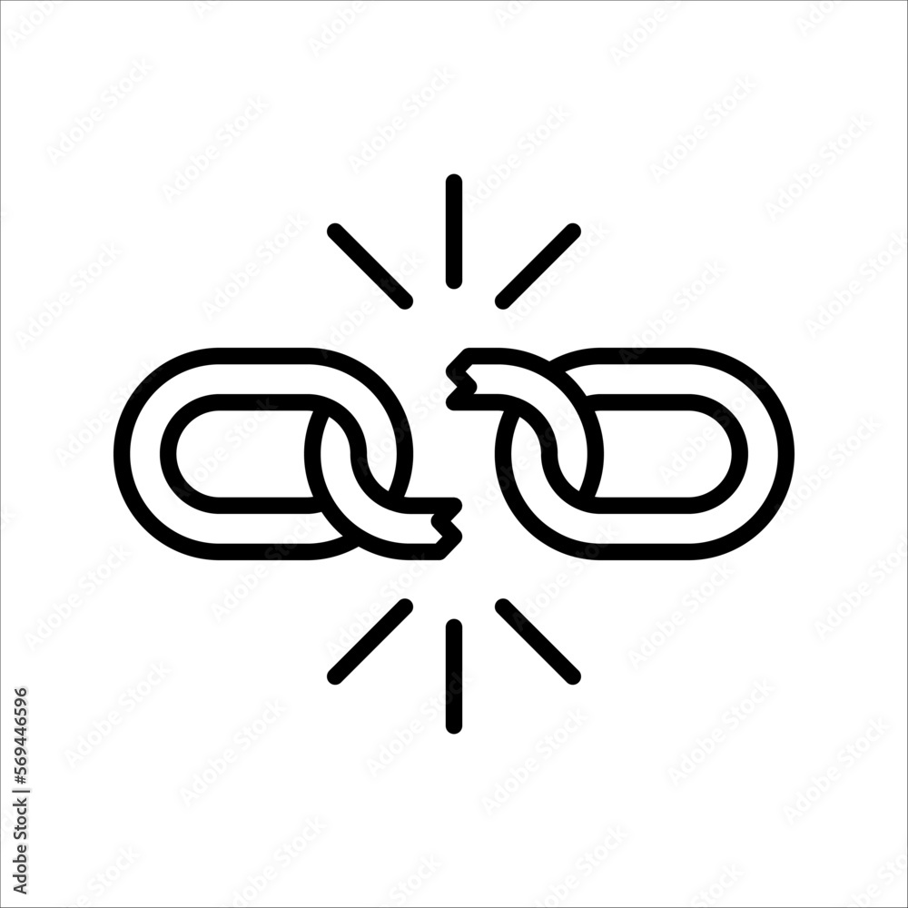 hyperlink icon, A broken link or broken seo backlink vector illustration on white background hyperlink icon, A broken link or broken seo backlink vector illustration on white background