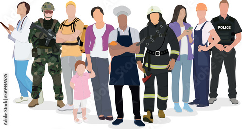 people of different professions no background set vector illustration
