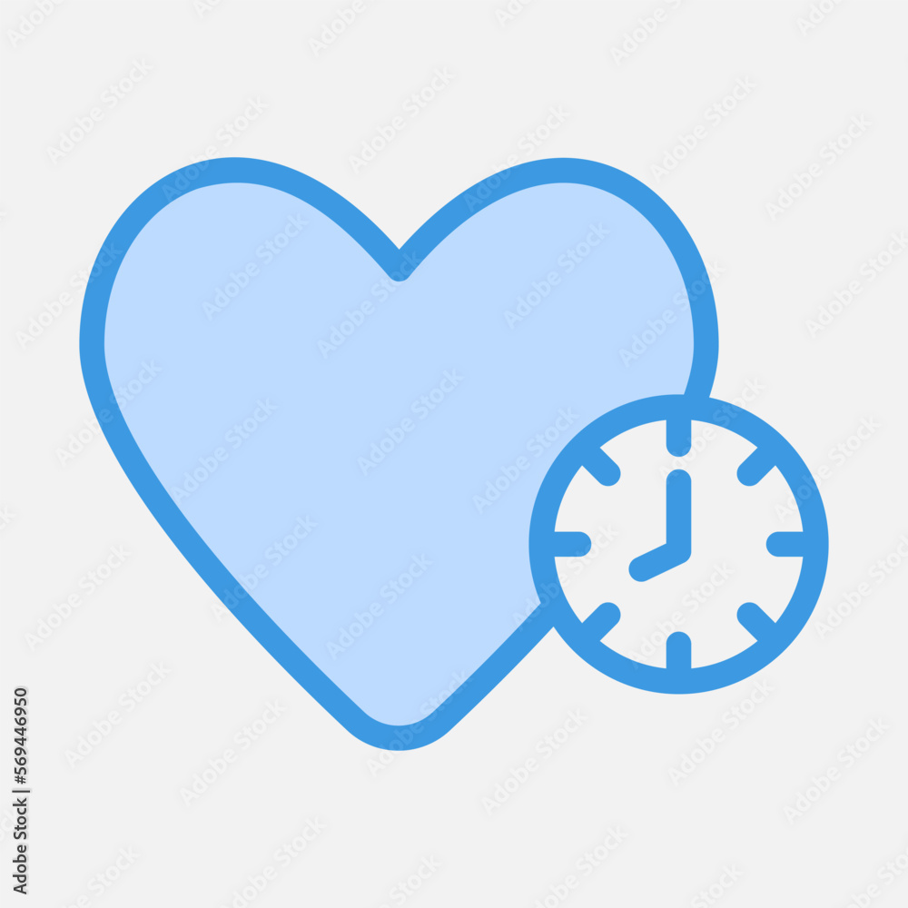 Love time icon in blue style, use for website mobile app presentation Love time icon in blue style, use for website mobile app presentation
