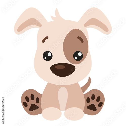 Cute sitting puppy dog vector cartoon illustration