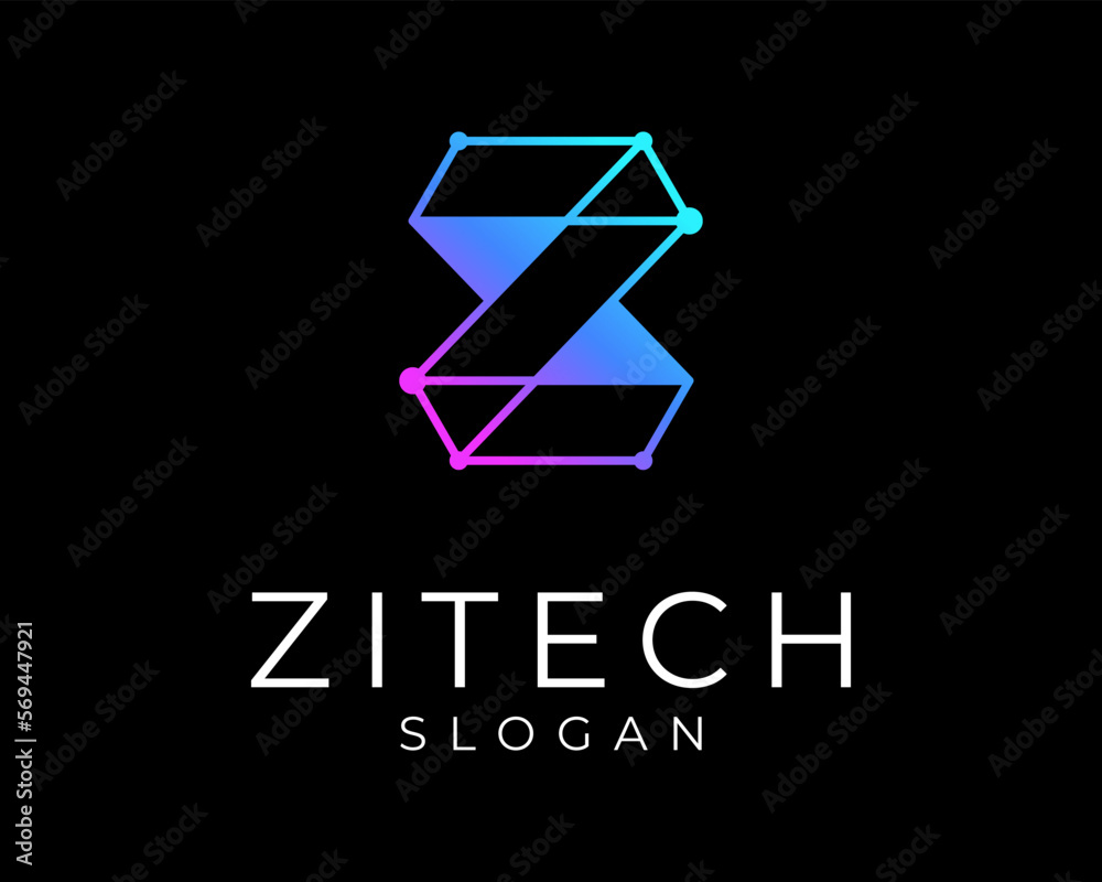 Letter Z Initial Connection Dot Technology Geometry Line Future Modern Colorful Vector Logo Design Letter Z Initial Connection Dot Technology Geometry Line Future Modern Colorful Vector Logo Design