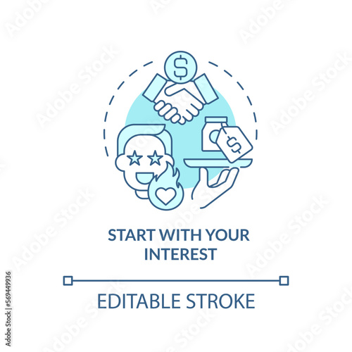Start with your interest turquoise concept icon. Select affiliate marketing niche abstract idea thin line illustration. Isolated outline drawing. Editable stroke. Arial, Myriad Pro-Bold fonts used