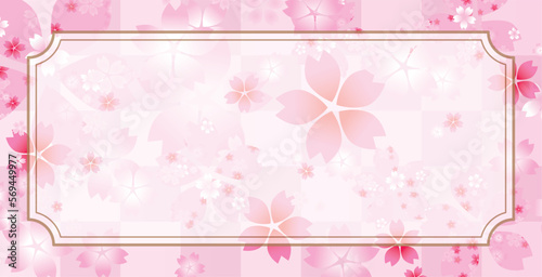 桜　春　花びら　フレーム枠
