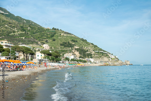 View of the coast of the Tyrrhenian Sea from Maiori, Amalfi Coast, Campania, Italy