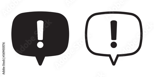 Speech bubbles with exclamation mark, report icon, warning icon. Hazard warning, warn vector symbol.