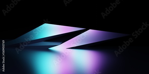 Photography 3d rendering of purple and blue abstract geometric background