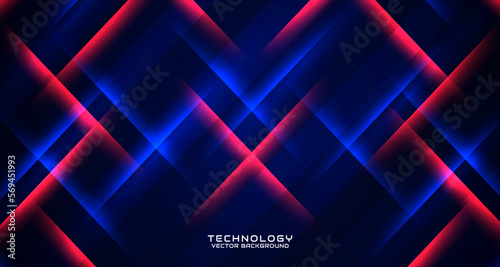 3D red blue techno abstract background overlap layer on dark space with glowing x letters. Style concept cut out. Graphic design element for banner flyer, card, brochure cover, or landing page