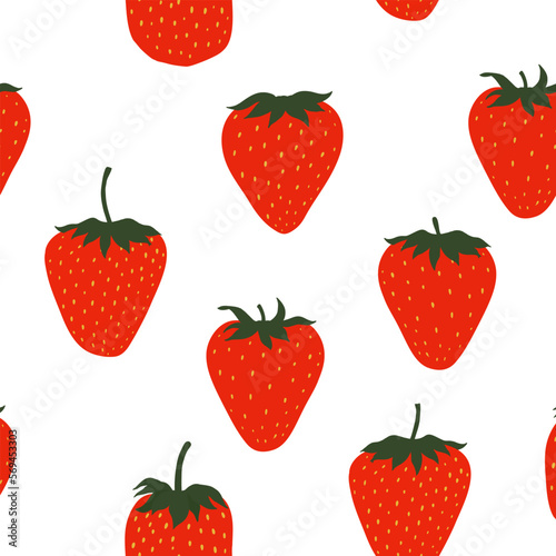 Seamless pattern with strawberry. Hand drawn vector illustration.