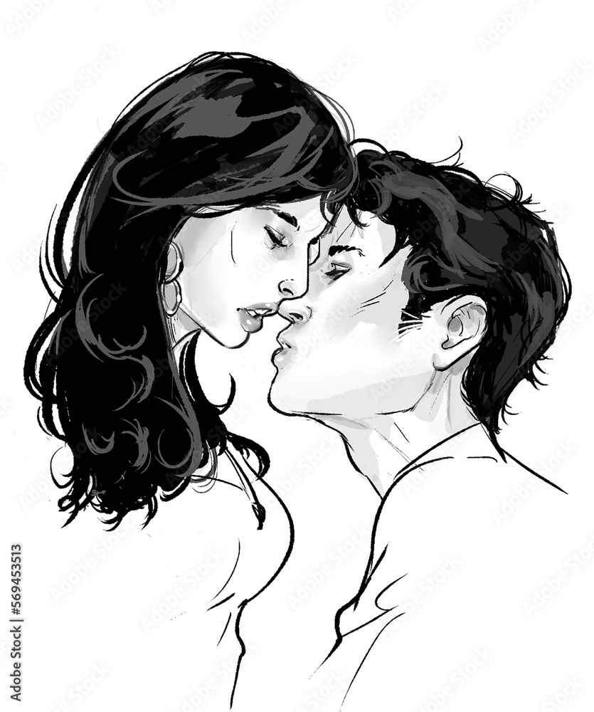 Couple and kissing man and women illustration Couple and kissing man and women illustration