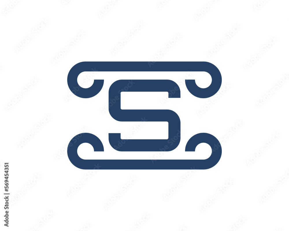 S letter in blue line vector logo S letter in blue line vector logo