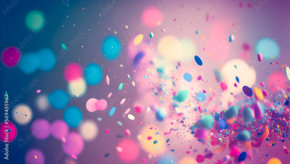 Colorful birthday and carnival party confetti background. Generative AI