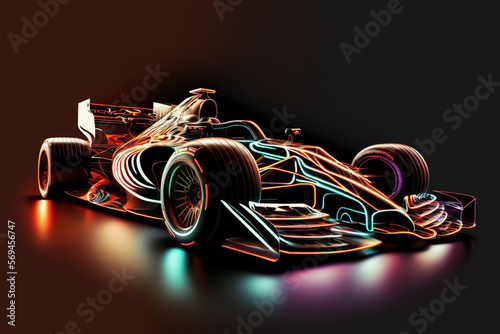 abstract f1 car neon illumination, generative ai