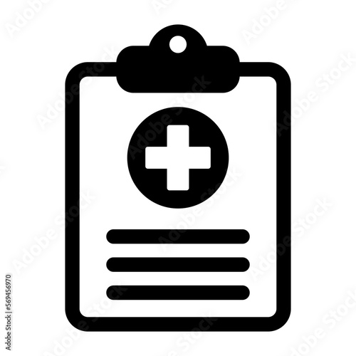 Medical history icon, medical report symbol. Health care clipboard icon. Medical card icon.