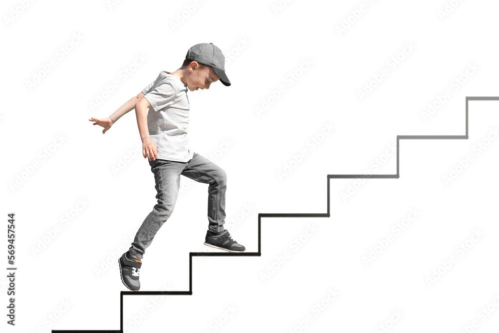 growth business concept. young businessman climbing the career ladder