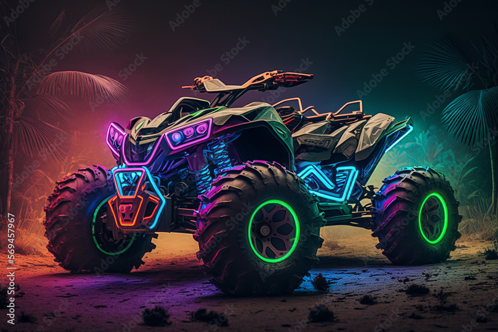 ATV neon illumination, generative ai ATV neon illumination, generative ai