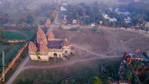 Aerial view of the old architecture of Raj Palace located at Rajnagar, Bihar, India photo