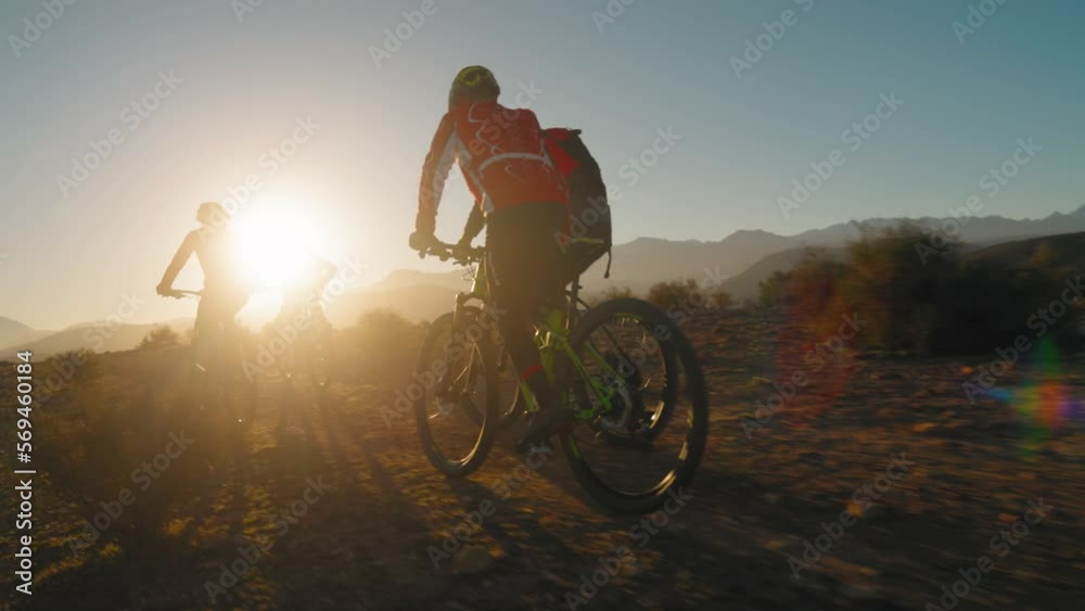 group of mountain bikers riding on a mountaintop in the Atlas Mountains