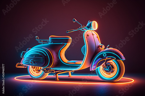 scooter neon illumination, generative ai