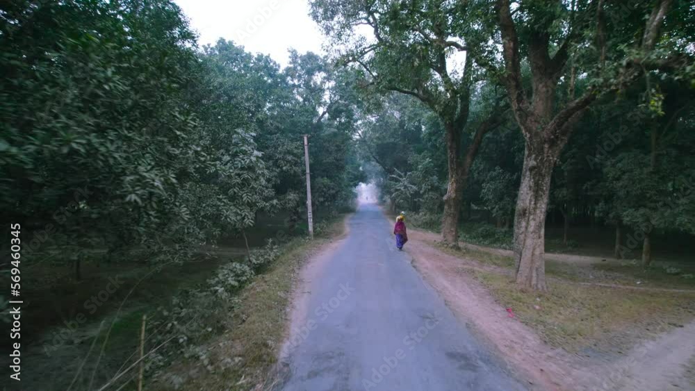 Aerial view of a rural road in India Aerial view of a rural road in India