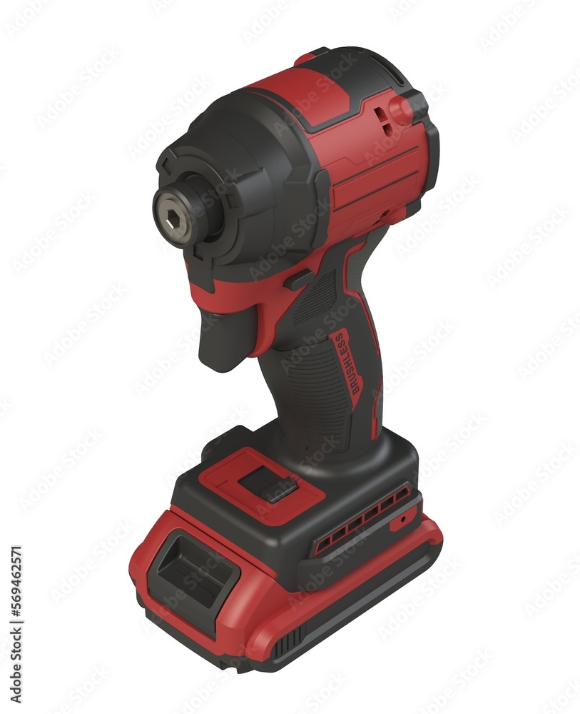 Impact driver 3D rendering isolated on white background
