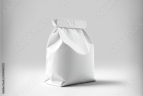 Mockup Paper bag packaging template isolated on white background. Generative AI