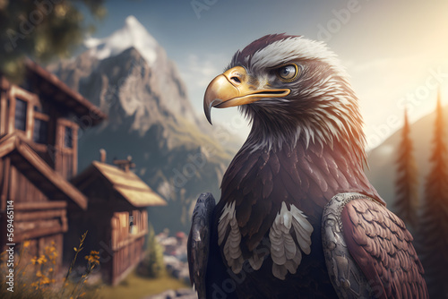 Portrait d'un aigle en vacances à la montagne » IA générative photo