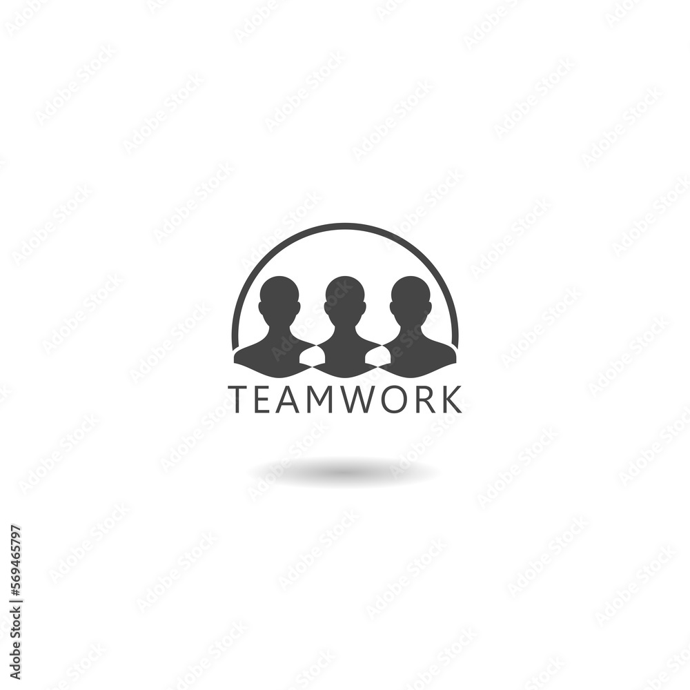 Fototapeta premium Teamwork People human logo icon with shadow