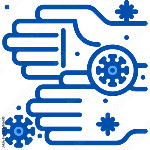 hand blue outline icon