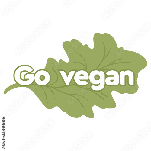 Go vegan in shape leaf lettuce. Logo