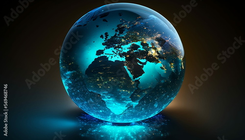 Shining blue light crystal globe © NusaMediaHouse