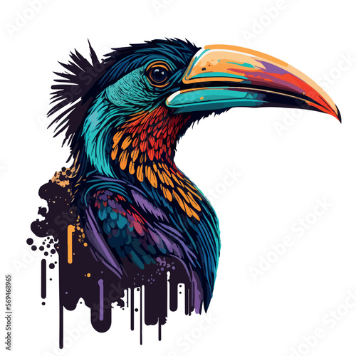 colorful hornbill pop art vector illustration © tanjidvect
