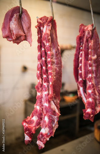 fresh pork in tangerang old market. (Pasar Lama  Tangerang) photo