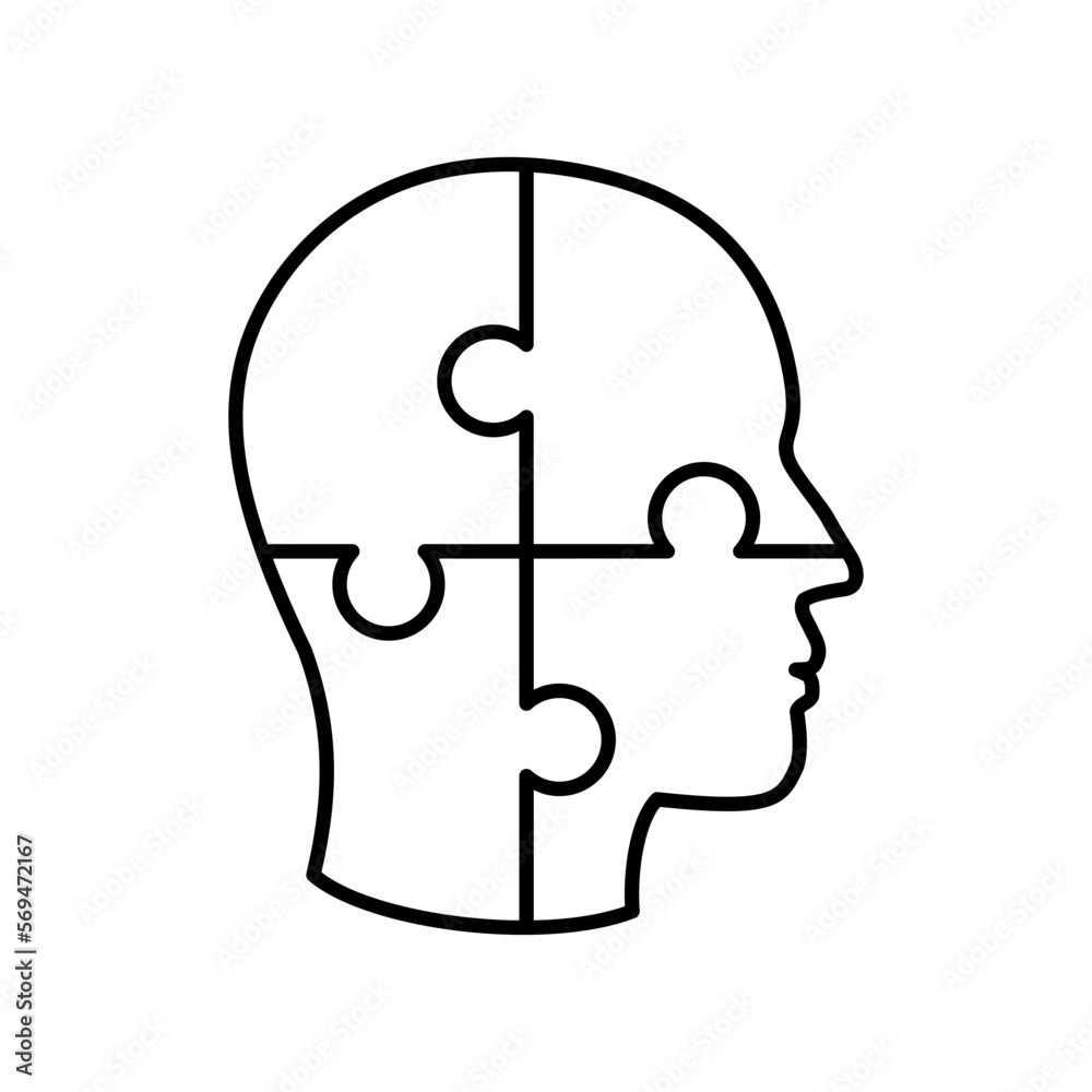 head puzzle outline icon head puzzle outline icon