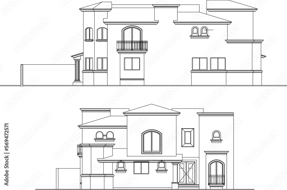 Vector sketch illustration of a stately ancient house Vector sketch illustration of a stately ancient house