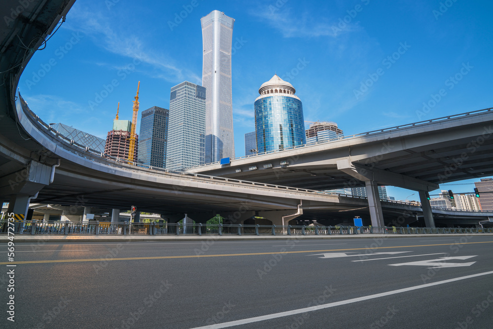 Skyline and Expressway of Urban Buildings in Beijing, China On April 15, 2015