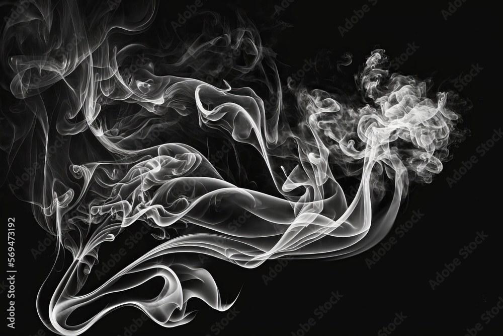 Naklejka premium White smoke with black background smoke. Smoke concept.