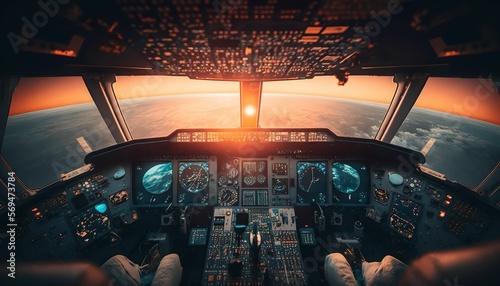 airplane cockpit, generative ai