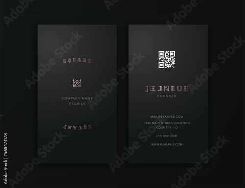 Elegant Dark Rose Gold Vertical Business Card Template