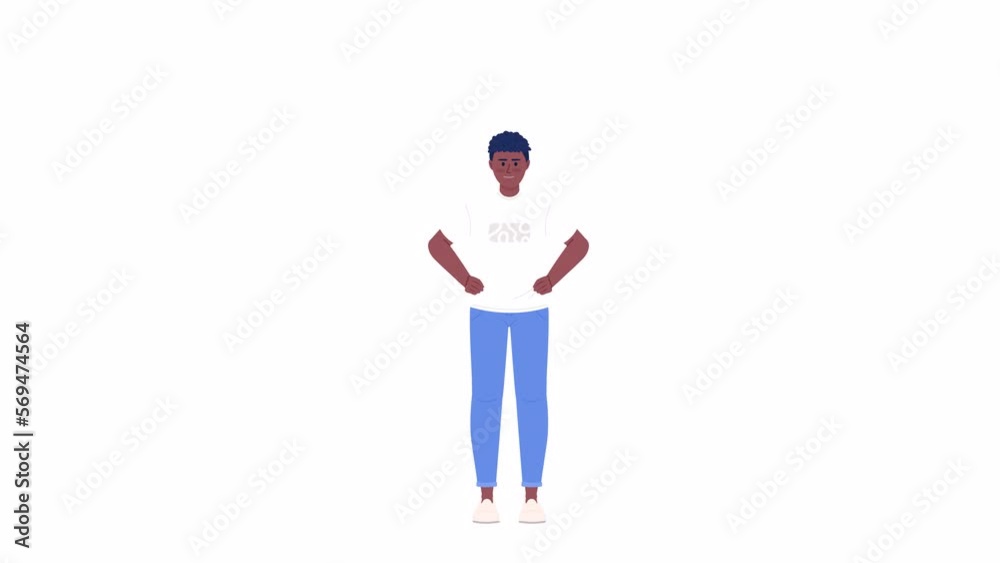 Animated happy boy winking. Confident young man. Full body flat person on white background with alpha channel transparency. Color cartoon style 4K video footage of character for animation Animated happy boy winking. Confident young man. Full body flat person on white background with alpha channel transparency. Color cartoon style 4K video footage of character for animation