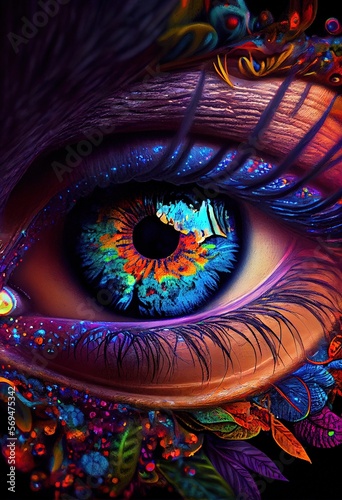 The Pop of Color in the Eye's Iris. Generative ai