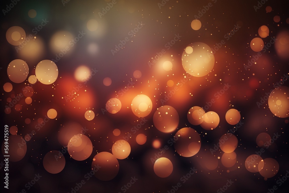 Festive Christmas background. Elegant abstract background with bokeh defocused lights and stars. Generative AI