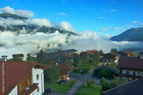 Austrian Alps - morning view of the village of Hainzenberg and its surroundings